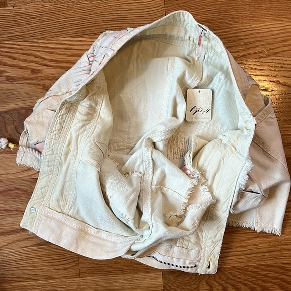 Free People Patchwork Distressed Cotton/Linen Drawstring Shorts Size 12 NWT - Picture 8 of 10